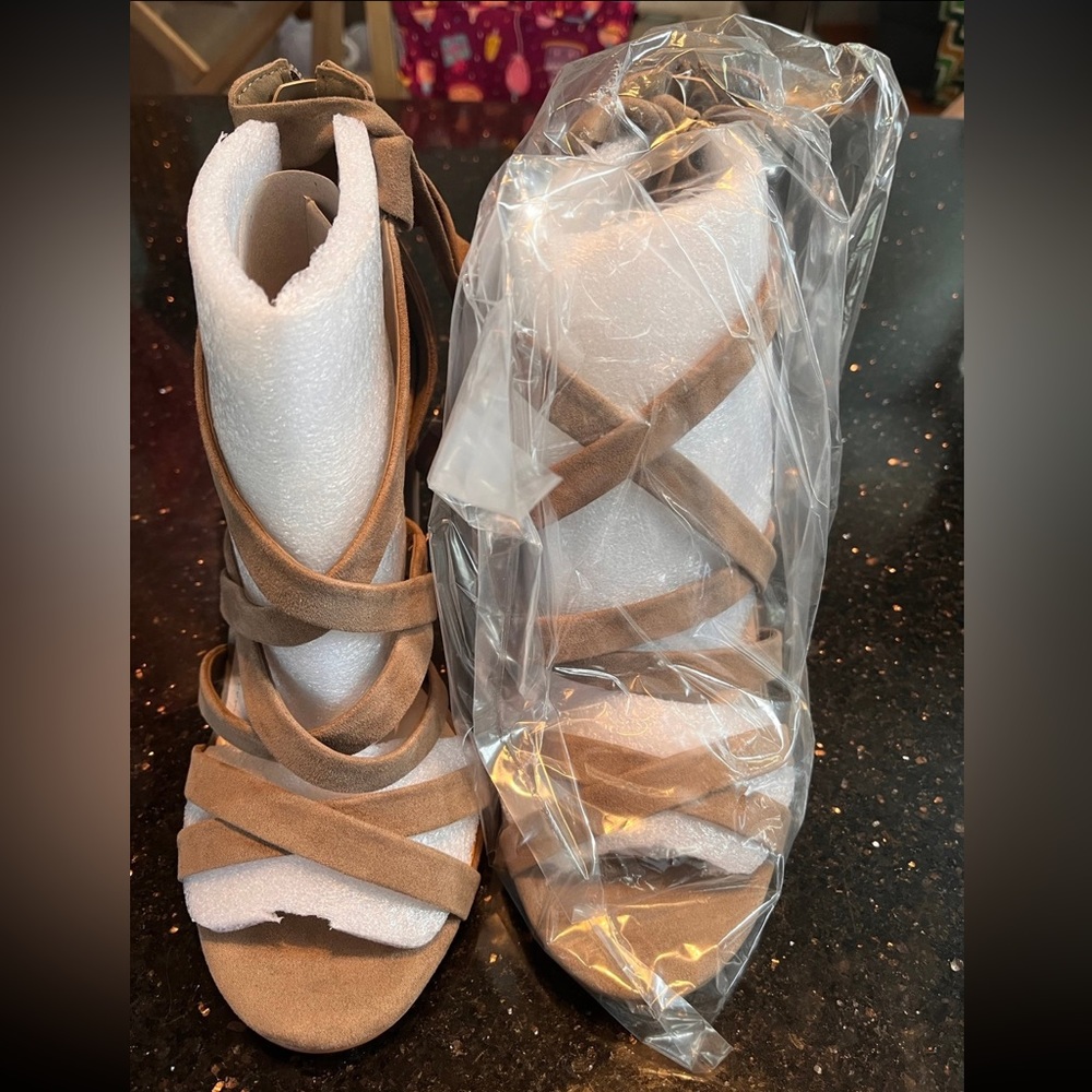 TORRID Thick Strappy Wrap High Heel Sandals, Sz 9.5W NWT